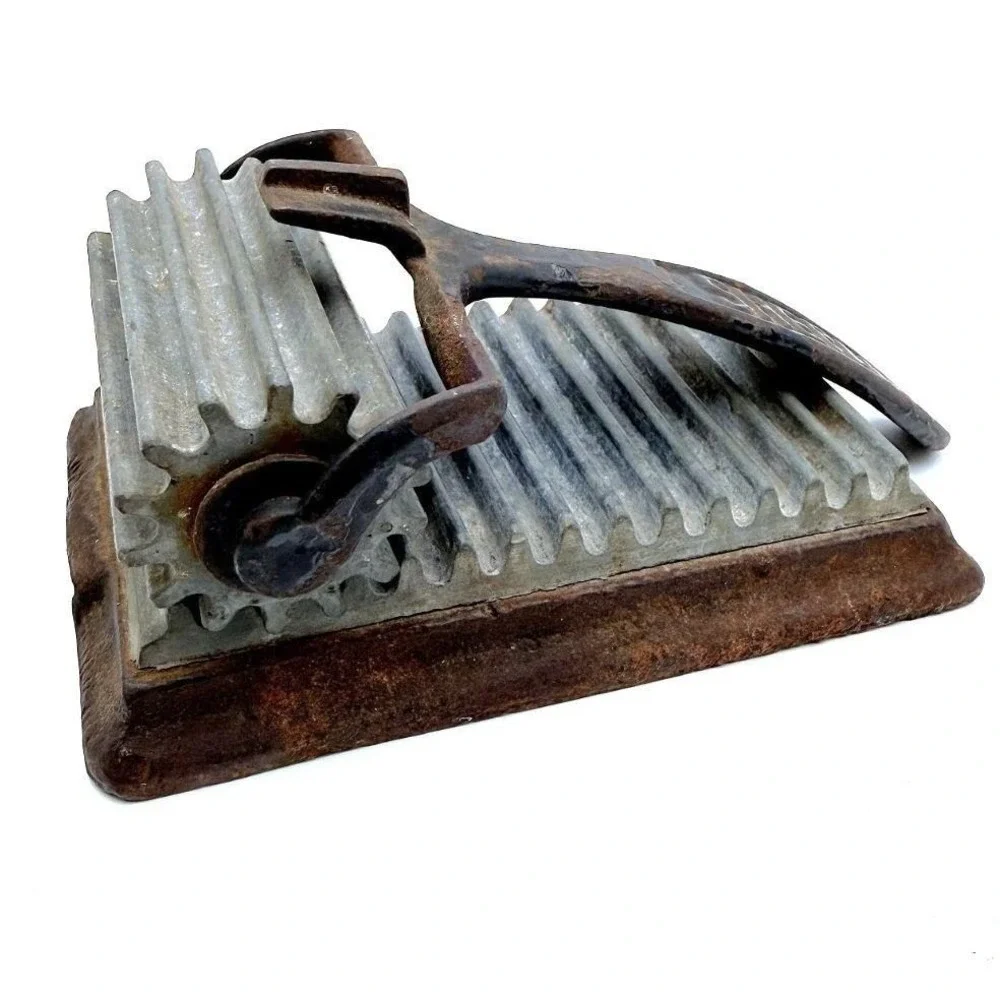 Antique Shepard (marked) Fluting Iron Roller with Lift Handle & Base c 1870-1900